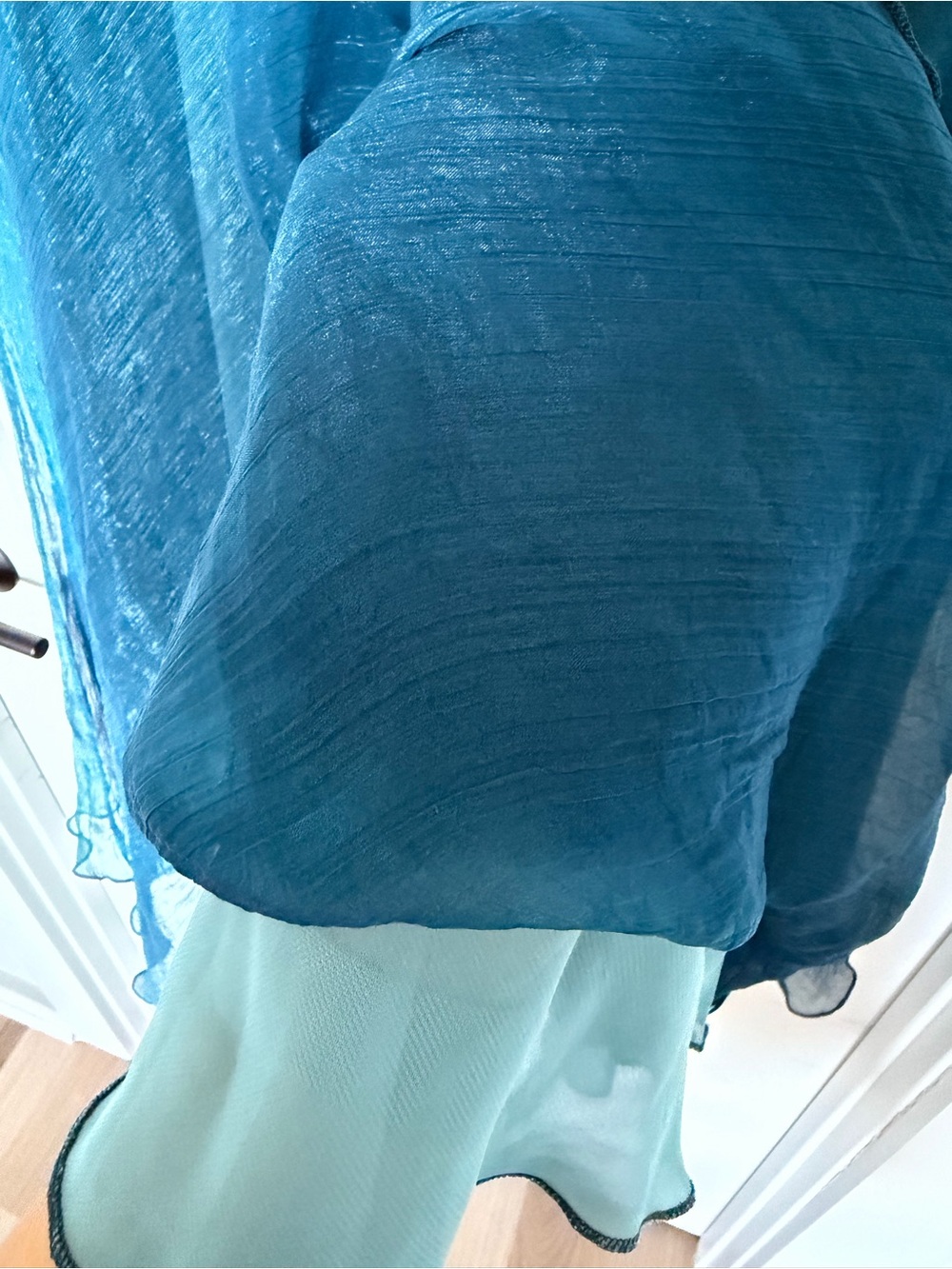 Teal Cascade Maxi Skirt - Elegant Flowing Silhouette - Picture 3 of 4